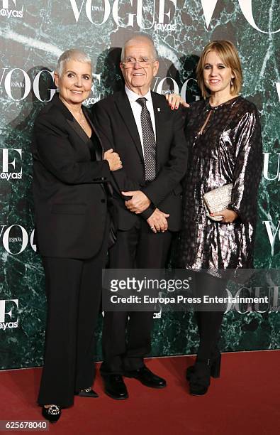 Rosa Oriol, Salvador Tous and Rosa Tous attend 'Vogue joyas' awards at Santona Palace on November 24, 2016 in Madrid, Spain.
