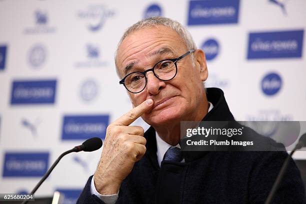 Manager Claudio Ranieri during the Leicester City press conference at King Power Stadium on November 24 , 2016 in Leicester, United Kingdom.