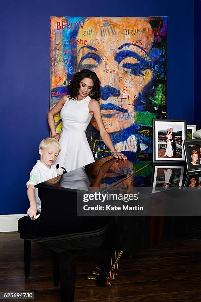 Lilly Becker and her son Amadeus are photographed at home for Hello magazine on June 15, 2015 in London, England.