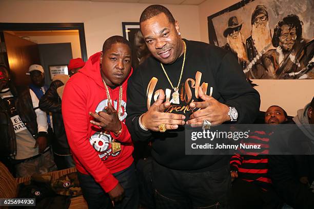 Recording artists Jadakiss and Busta Rhymes backstage at B.B. King Blues Club & Grill on November 24, 2016 in New York City.