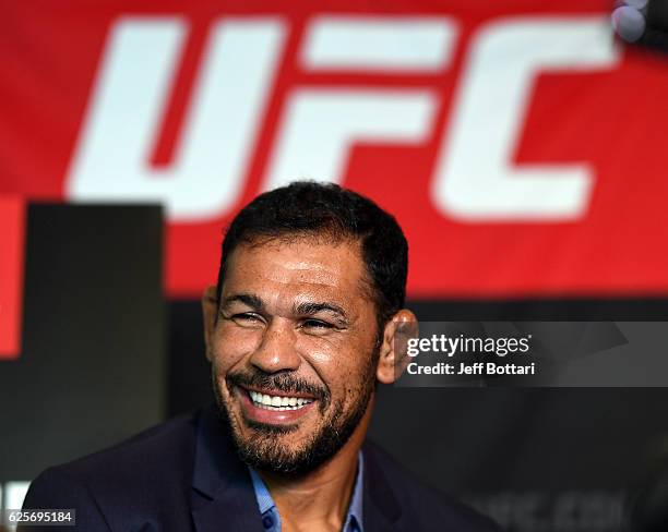 Antonio Rodrigo Nogueira of Brazil interacts with media during the UFC Fight Night Ultimate Media Day at the Melbourne Convention and Exhibition...