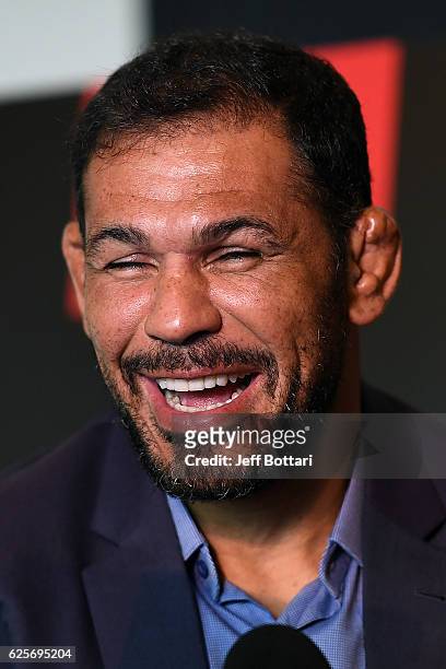 Antonio Rodrigo Nogueira of Brazil interacts with media during the UFC Fight Night Ultimate Media Day at the Melbourne Convention and Exhibition...