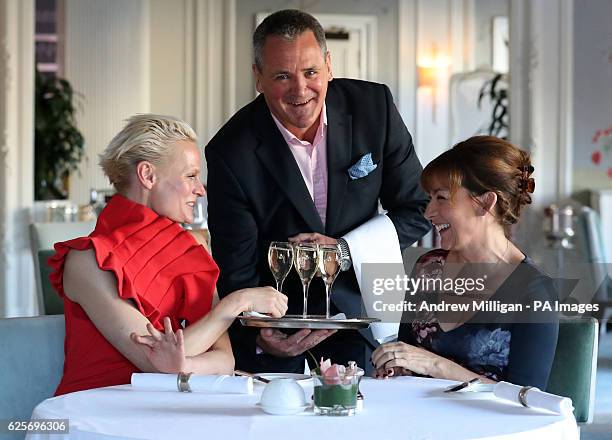 Former Scotland Grand Slam rugby captain David Sole, with former model Anna Freemantle and Lorraine Kelly at the Waldorf Astoria in Edinburgh where...