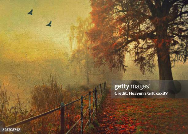 beautiful autumn - fine art painting stock pictures, royalty-free photos & images