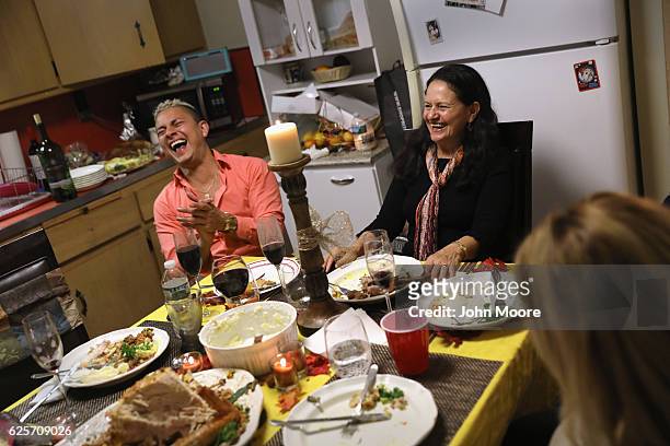 Central American immigrants celebrate Thanksgiving on November 24, 2016 in Stamford, Connecticut. Family and friends, some of them undocumented...