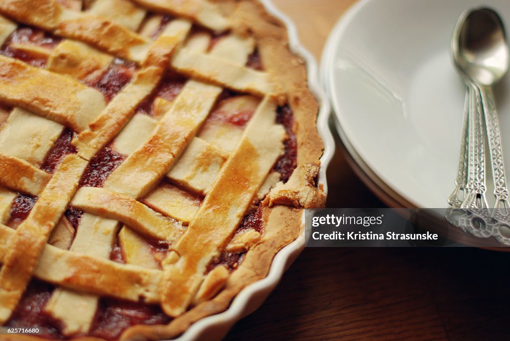 Close up of a home made pie ready to be served