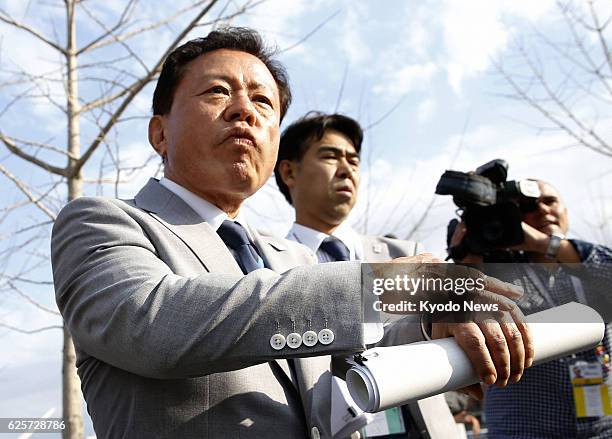 Argentina - Tokyo Gov. Naoki Inose is pictured in Buenos Aires on Sept. 5 after taking part in Tokyo's second official rehearsal for its final...