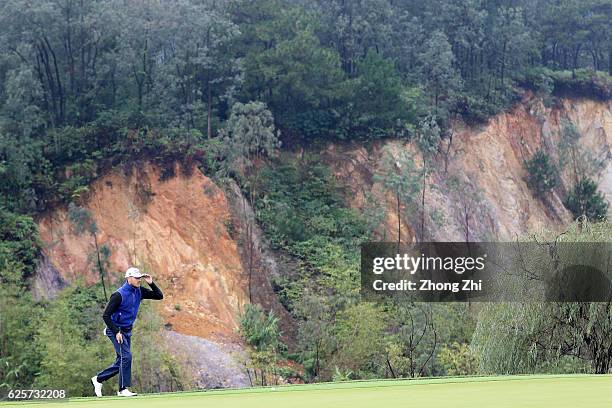 Jack Munro of Australia plays a shot during the second round of the Buick open at Guangzhou Foison Golf Club on November 25, 2016 in Guangzhou, China.