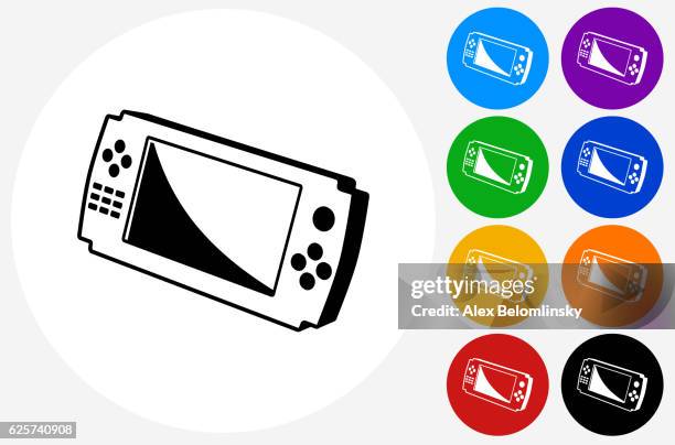 game controller icon on flat color circle buttons - orange video game controller stock illustrations