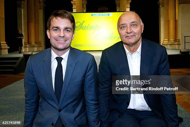 First Deputy Mayor of Paris, responsible for culture Bruno Julliard and President of the "Federation Francaise de la Couture", Pascal Morand present...