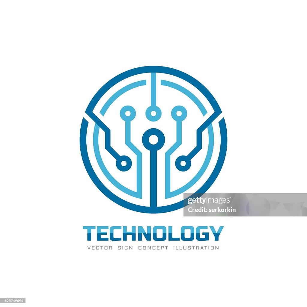 Computer Tech Sign Technology Vector Electronic Chip Sign Template High-Res Vector Graphic ...