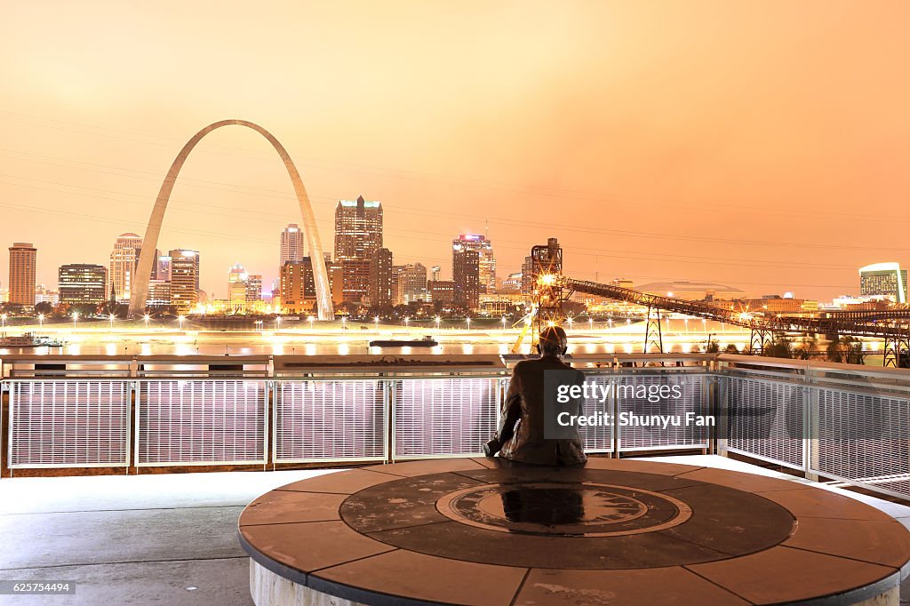 Rainy Night St. Louis Skyline