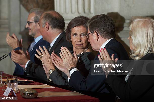 Queen Sofia attends the 'Queen Sofia Iberoamerican Poetry' Award 2016 at the Royal Palace on November 25, 2016 in Madrid, Spain.