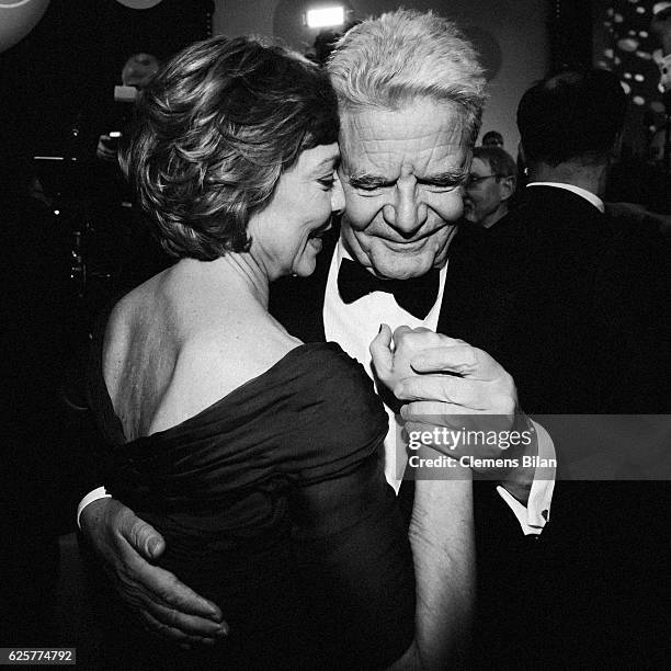 German President Joachim Gauck and his partner Daniela Schadt dance the opening dance at the 65th Bundespresseball at Hotel Adlon on November 25,...