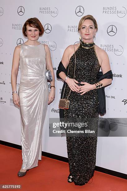 Katja Kipping and Caren Lay attend the 65th Bundespresseball at Hotel Adlon on November 25, 2016 in Berlin, Germany.