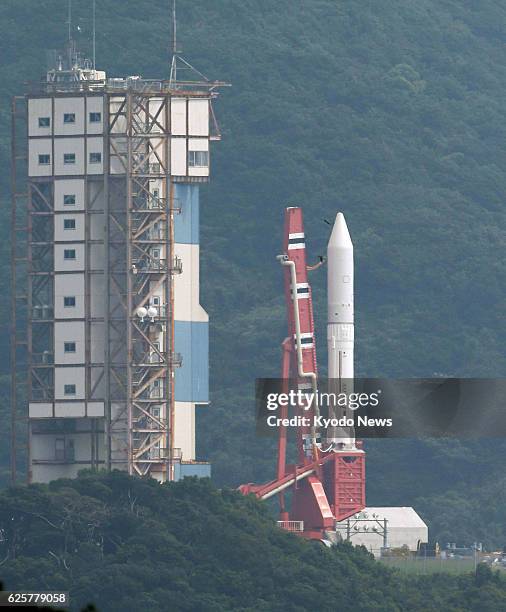 Japan - Photo shows Japan's new solid-fuel rocket Epsilon at the Uchinoura Space Center in Kagoshima Prefecture, southern Japan, at 11:07 a.m. On...
