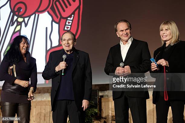 Mei Chen Chalais, Robert Hossein, Aleksei Guskov and Candice Patou attend the tribute to Robert Hossein during Russian Film Festival on November 25,...