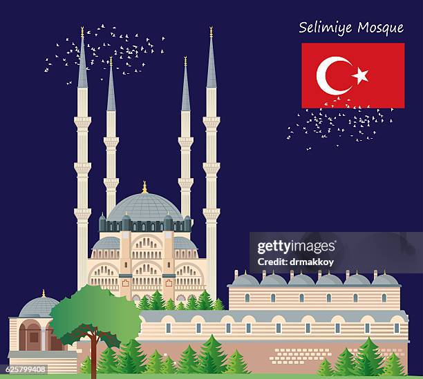 selimiye-moschee-edirne - edirne stock-grafiken, -clipart, -cartoons und -symbole