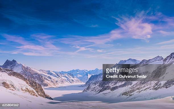 alps mountain landscape. beautiful winter landscape on sunny day - interlaken stock-fotos und bilder