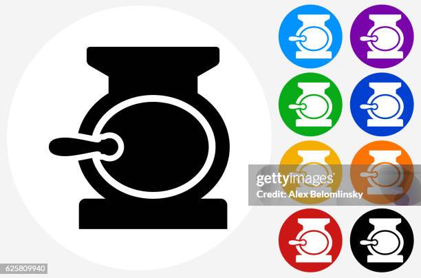 coffee grinder icon on flat color circle buttons - grinder isolated stock illustrations