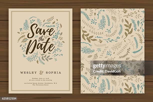 floral wedding invitation template - wedding pattern stock illustrations