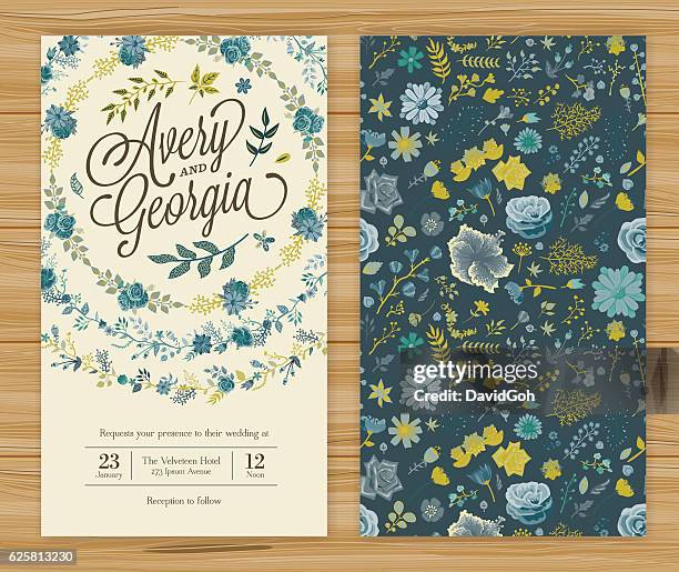 floral wedding invitation template - wedding invitation stock illustrations