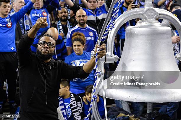 Professional boxer Jean Pascal enjoys the atmosphere during leg one of the MLS Eastern Conference finals between the Montreal Impact and the Toronto...