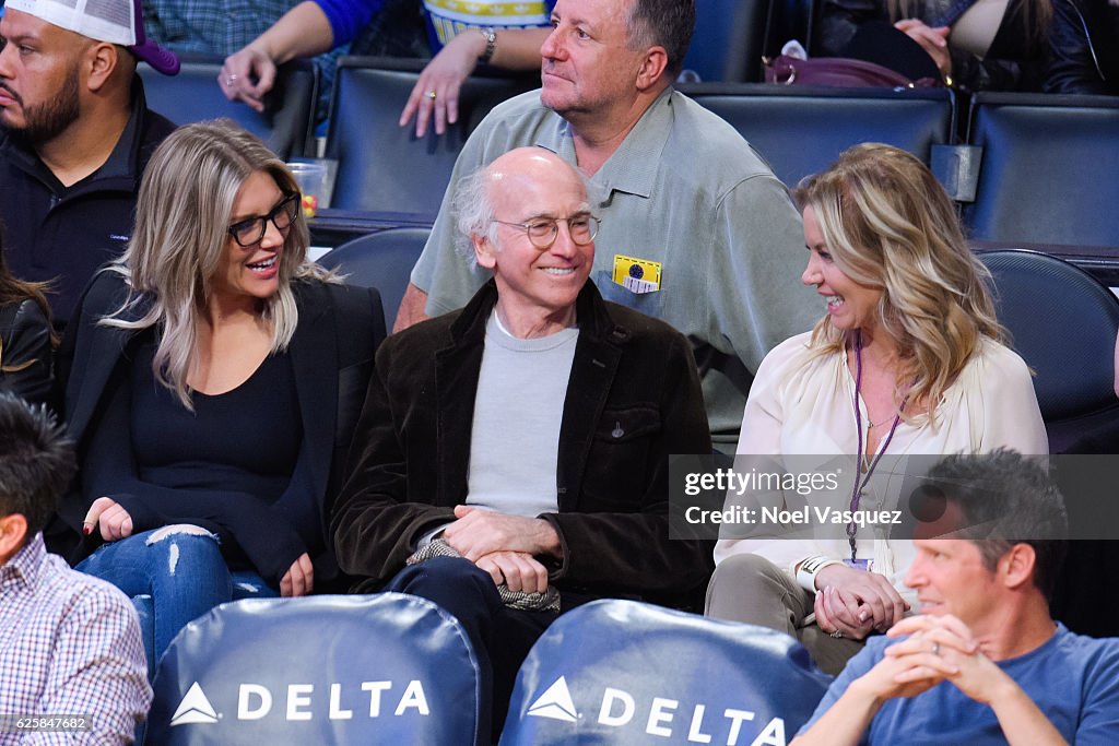 Celebrities At The Los Angeles Lakers Game