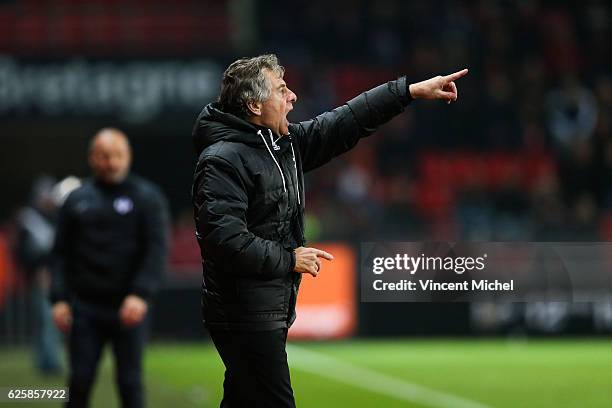 Christian Gourcuff headcoach of Rennes during the French Ligue 1 match between Rennes and Toulouse at Roazhon Park on November 25, 2016 in Rennes,...