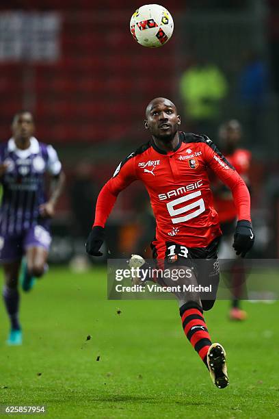 Giovanni Sio of Rennes during the French Ligue 1 match between Rennes and Toulouse at Roazhon Park on November 25, 2016 in Rennes, France.