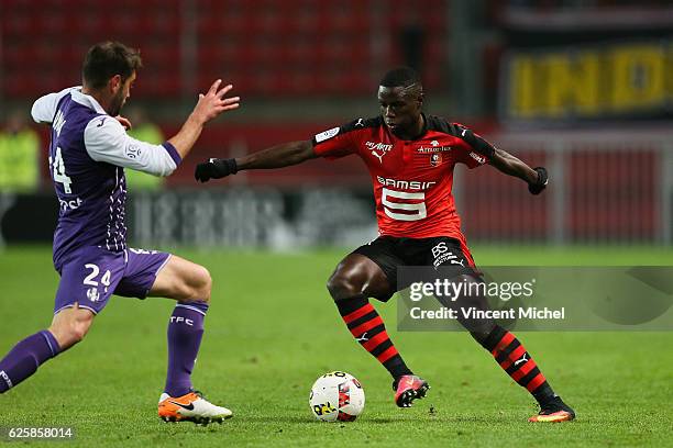 Paul Georges Ntep of Rennes during the French Ligue 1 match between Rennes and Toulouse at Roazhon Park on November 25, 2016 in Rennes, France.