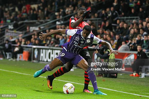 Somalia of Toulouse and Paul Georges Ntep of Rennes during the French Ligue 1 match between Rennes and Toulouse at Roazhon Park on November 25, 2016...