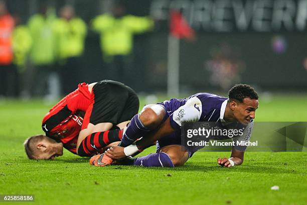 Christopher Jullien of Toulouse during the French Ligue 1 match between Rennes and Toulouse at Roazhon Park on November 25, 2016 in Rennes, France.