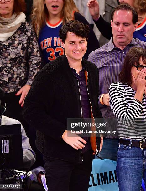 Ezra Koenig attends New York Knicks vs Charlotte Hornets game at Madison Square Garden on November 25, 2016 in New York City.