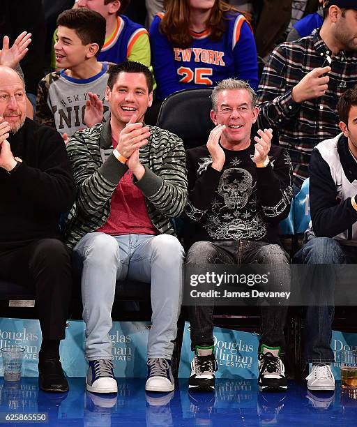Elvis Duran and guest attend New York Knicks vs Charlotte Hornets game at Madison Square Garden on November 25, 2016 in New York City.