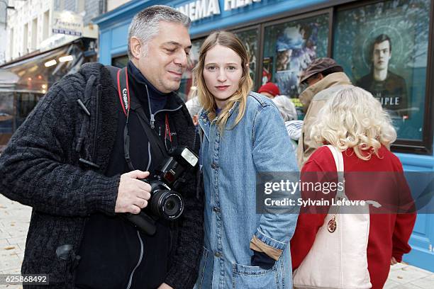 French actress and jury member Victoria Olloqui meets fans before screening during Russian Film Festival on November 26, 2016 in Honfleur, France