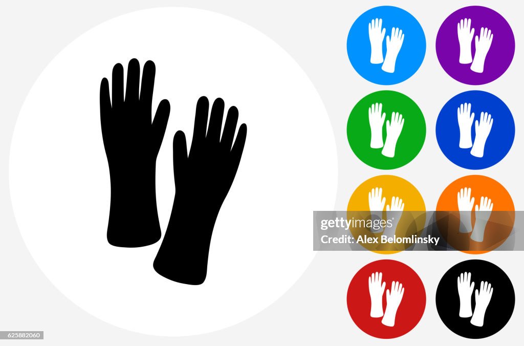 Cleaning Gloves Icon on Flat Color Circle Buttons