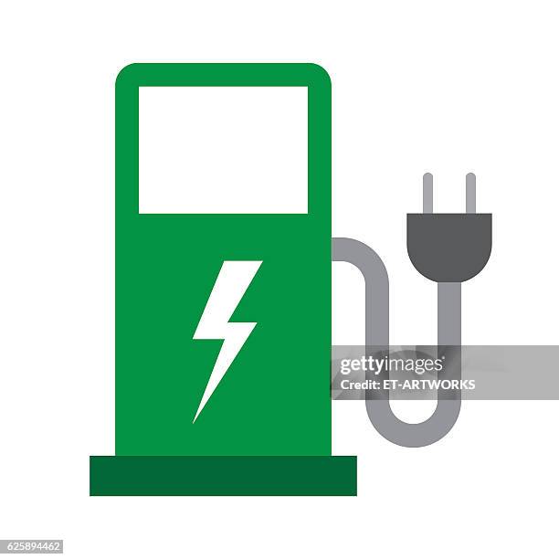 electric vehicle charging station - power supply box stock illustrations