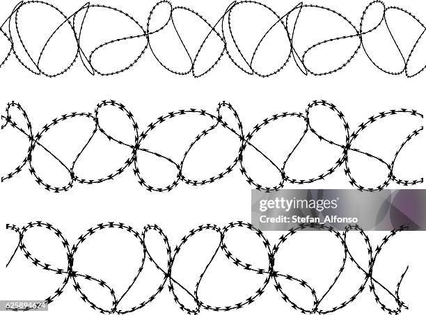 ilustrações de stock, clip art, desenhos animados e ícones de seamless twisted barbed wire isolated on white - barbed wire