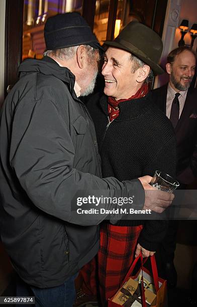 Co-authors Louis Jenkins and Mark Rylance attend the press night after party for "Nice Fish" at Villandry on November 25, 2016 in London, England.