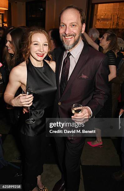 Cast members Kayli Carter and Jim Lichtscheidl attend the press night after party for "Nice Fish" at Villandry on November 25, 2016 in London,...