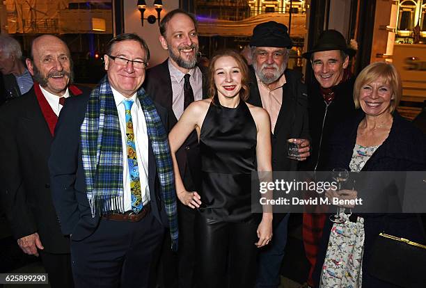 Cast members Bob Davis, Raye Birk, Jim Lichtscheidl, Kayli Carter, co-author Louis Jenkins, co-author/actor Mark Rylance and director Claire Van...