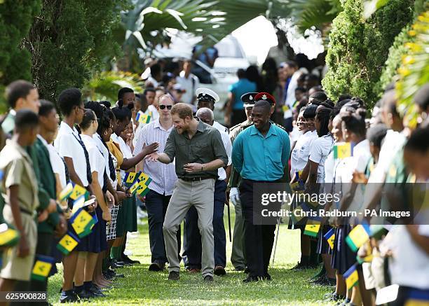 Prince Harry arrives for a visit to the Botanic Gardens in Kingstown, Saint Vincent and the Grenadines, during the second leg of his Caribbean tour.