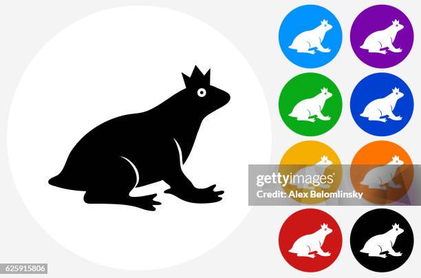 frog prince icon on flat color circle buttons - magic book vector stock illustrations