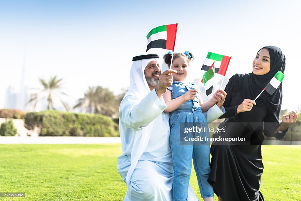 Happy emirate family celebrate the national day
