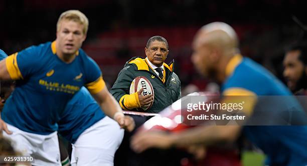 Springboks coach Allister Coetzee looks on before the International match between Wales and South Africa at Principality Stadium on November 26, 2016...