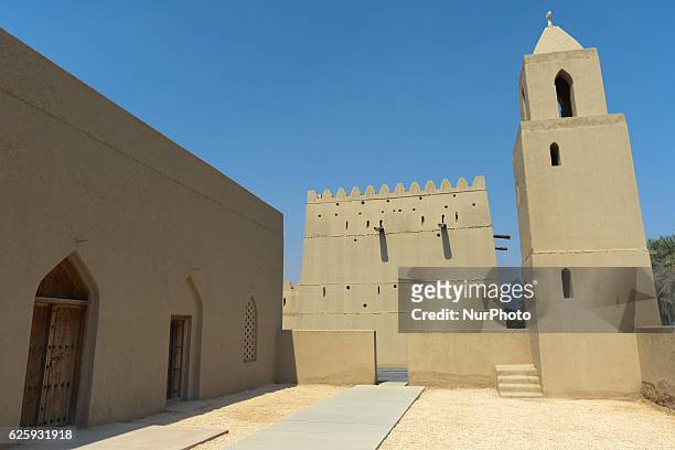 View of Qasr Al Muwaiji Mosque, the birth place and the residence of the late Sheikh Zayed bin Sultan Al Nahyan, Father of the Nation. The fort is an...