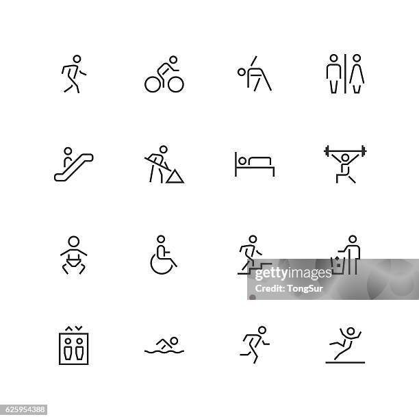 people icons - unique  - line series - restroom sign 幅插畫檔、美工圖案、卡通及圖標