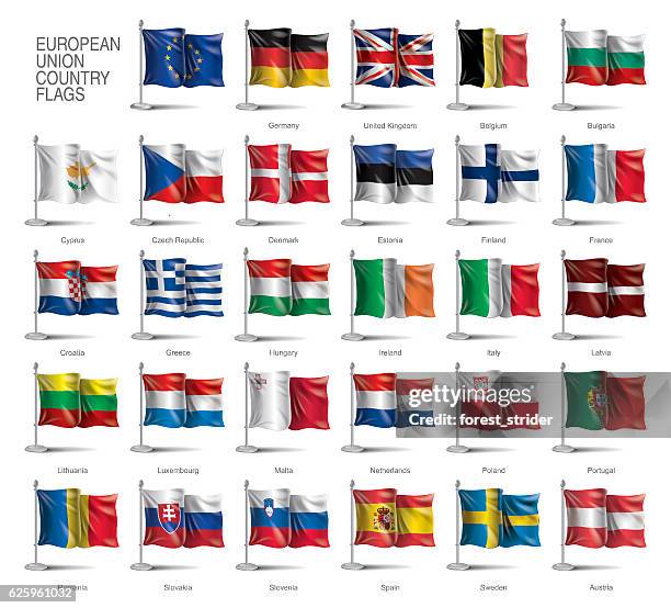 flags of europe - danish flag stock illustrations