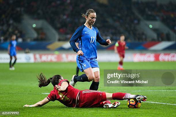Gaetane Thiney of France and Andrea Pereira Cejudo of Spain during International Friendly match between France and Spain at MMA Arena on November 26,...
